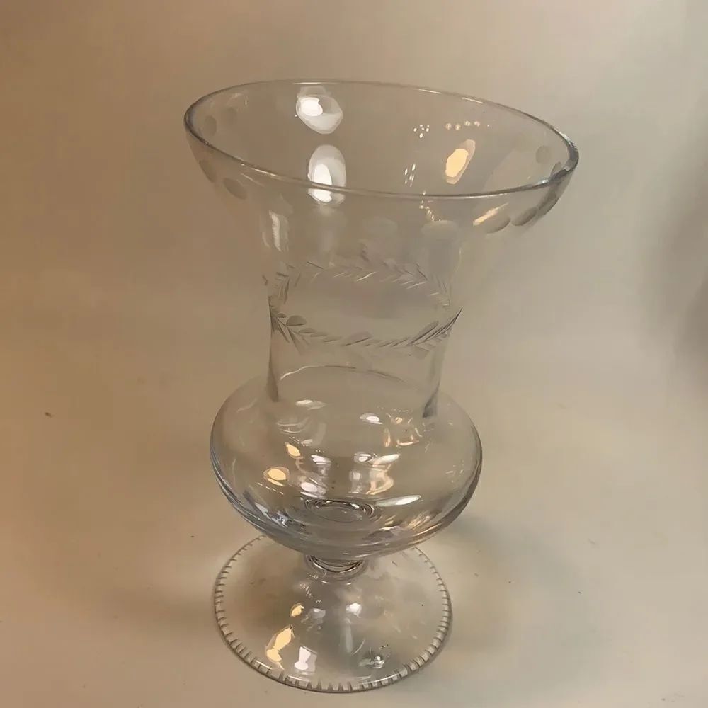Cordial Brandy Vase Glass Original Hand Made Decorated 5 Inches Tall Detailed